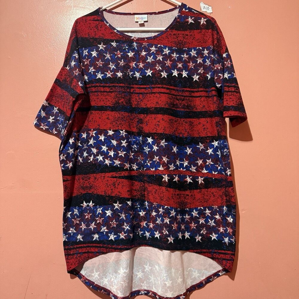 LuLaRoe Womens TShirt XS Extra Small Red White Blue American Flag Patriotic